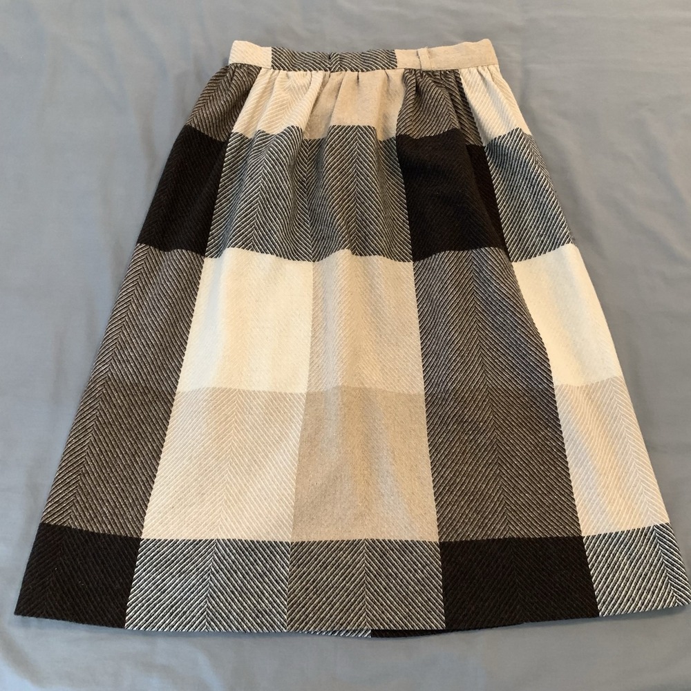 Vintage Robyn Skirt Womens M Multicolor Plaid Wool Blend A-Line Midi Elastic - Picture 1 of 7